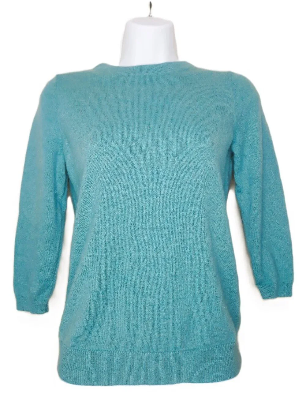Talbots Cashmere Sweater 3/4 Sleeves Small Petite Green